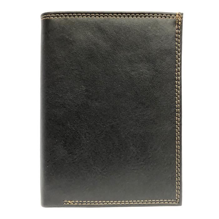 YERUUE Portefeuille Homme Grand Vertical Cuir PU - 16 Cartes + Poche Zippée Monnaie (Bleu Foncé)