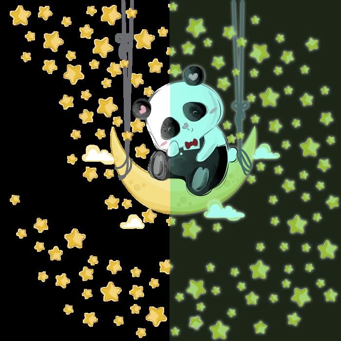 Autocollants Phosphorescents Champignon Et Panda – Décor Lumineux Pour Chambre D’enfant