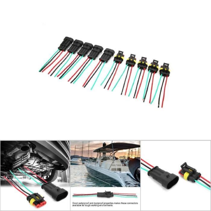 Connecteurs Électriques Étanches URAQT | 300 Pièces | IP65 | Pour Moto, Voiture, Bateau | 1-4 Broches