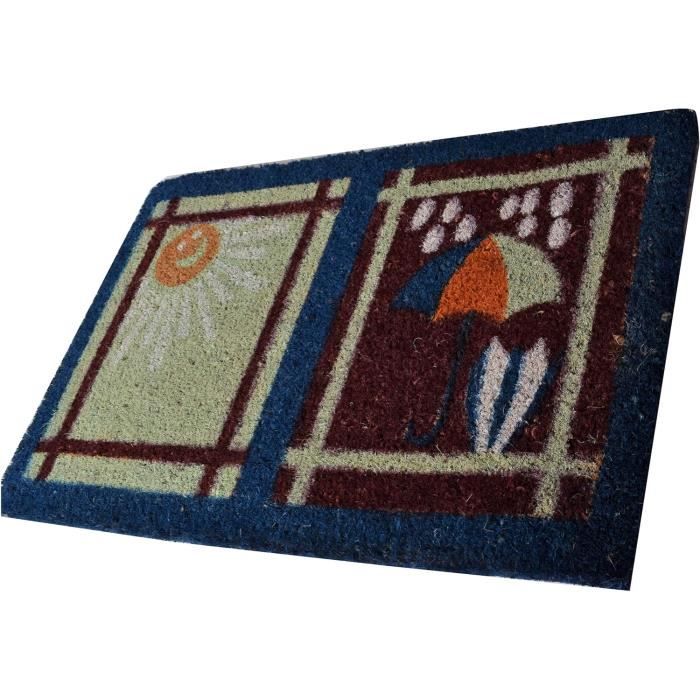 Paillasson En Fibre De Coco Artificielle Pour Printemps 76 X 43 Cm - Antidérapant, Anti-Salissures Et Décoratif