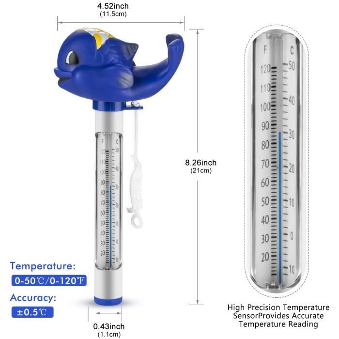 Design Animé Coloré Thermomètre Piscine Flottant Lets Joy - Forme Cartoon - Avec Corde - Pour Piscine Et Spa Accessoire Piscine