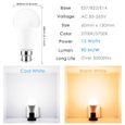 Ampoule Connectée LED B22 WiFi Intelligente Smart Bulb Compatible Avec Alexa Google Home IFTTT, Blanc froid Ampoule -2