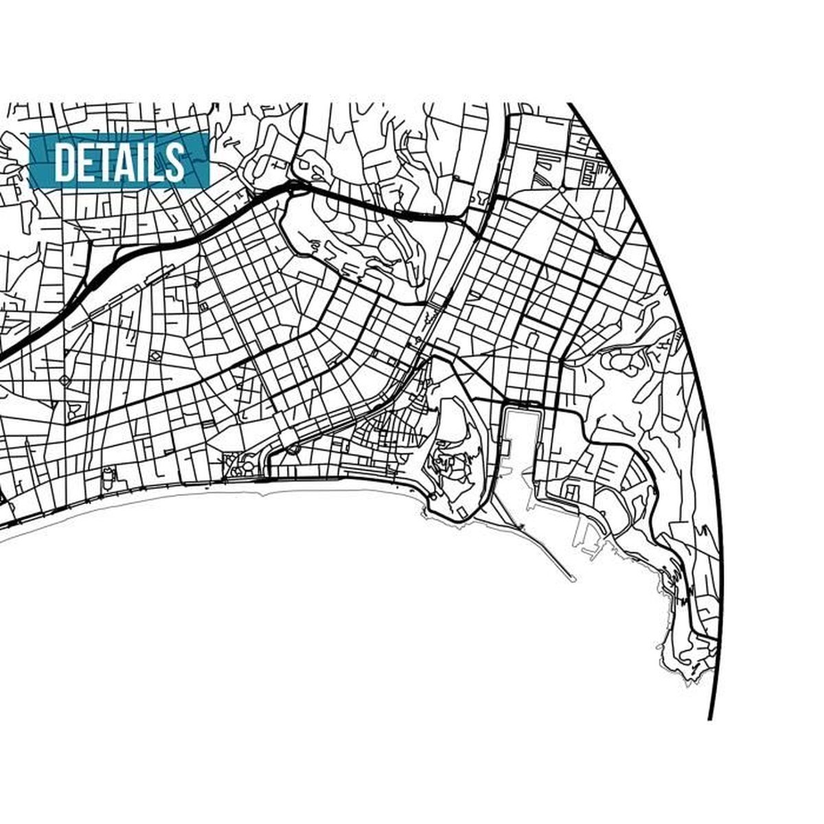 Affiche Nice Minimalist Map Plan de ville Impression dArt Création originale handmade Poster de Nice City Map 