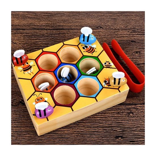Puzzle Ruche D'abeilles Couleur Bois – Jouet De Motricité Fine, Jeu D'apprentissage Interactif | Cadeau D'activité Parent-enfant Pour L'éducation Précoce, Pour Les D'âge Préscolaire De Plus De