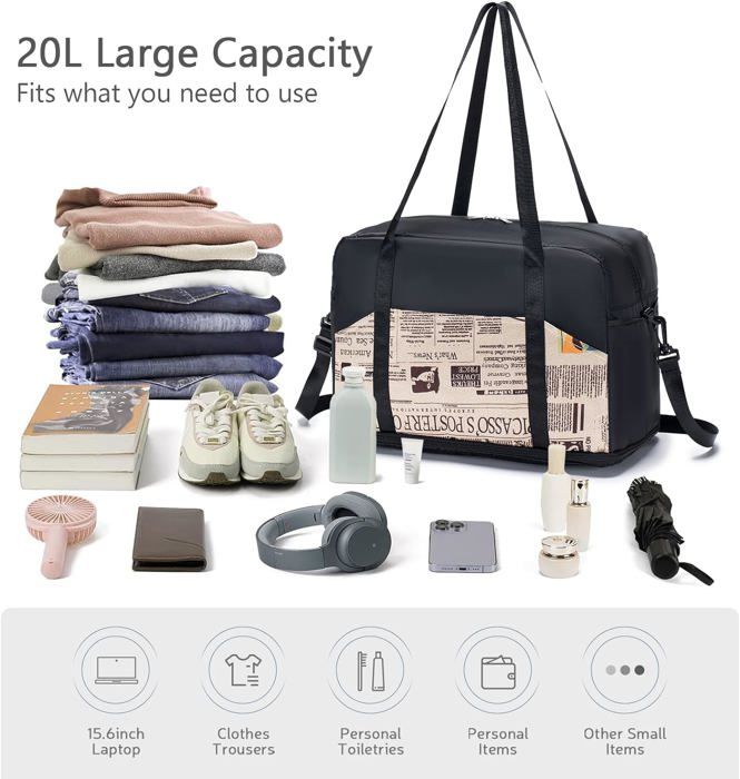 Sac Cabine Avion 40x30x20 Cm - 25L Imperméable - Pour Wizzair, Ryanair - Avec Bandoulière Amovible