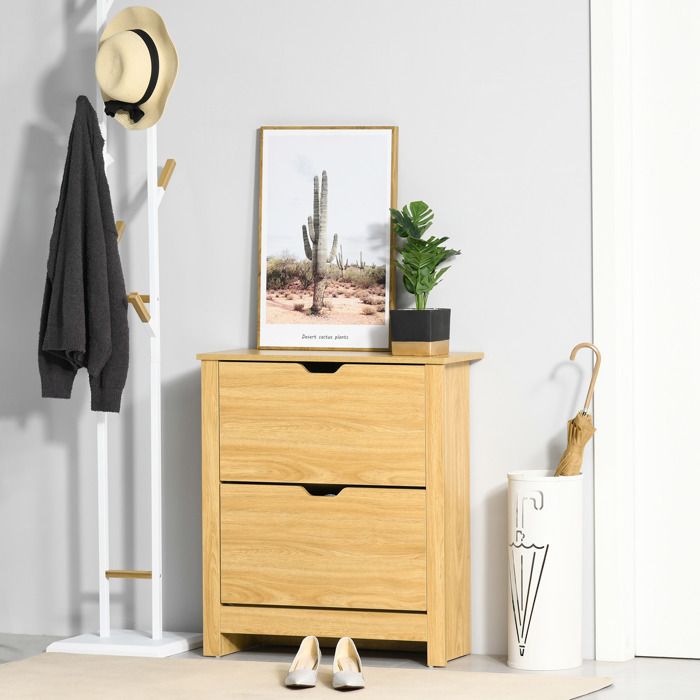 HOMCOM Armoire à Chaussures D'entrée à 4 Niveaux, Armoire à Chaussures