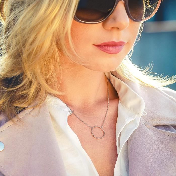 Collier Bague Pendentif en Acier Inoxydable 18 Carats Femme Bijoux Argent Or Or Rose 46 cm Or Rose Rose Achat Vente sautoir et collier Collier Bague Pendentif en Acier Inoxydable 18