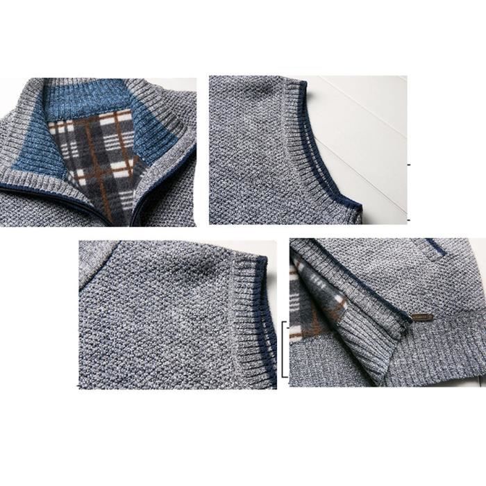 Gilet Cardigan Homme à Fermeture éclair - Style Vintage Décontracté - Coupe Oversize - Matière Douce Et Chaude - Pour Mi-saison - 6