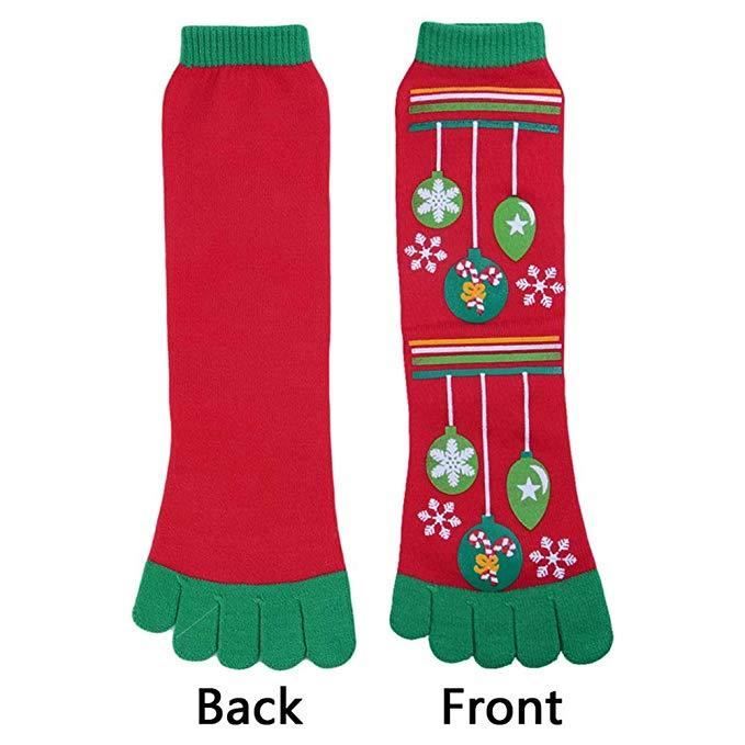 Homme/Femme Chaussettes de Noël en Coton avec Orteils Séparés Cinq