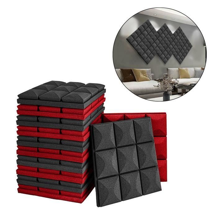 48 Panneaux Mousse Acoustique - 30x30x2,5 Cm - Isolation Phonique Studio - Pour Home Studio Et Bureau