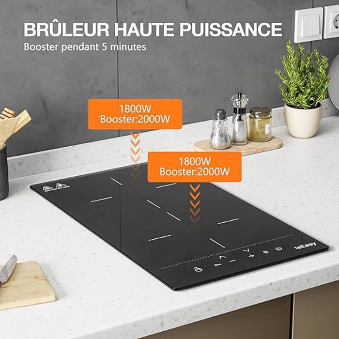 VBGK Plaque Vitrocéramique 1 Feu Portable – 2000 W, Commande Tactile, 8 Niveaux, Verrouillage Enfant - 9