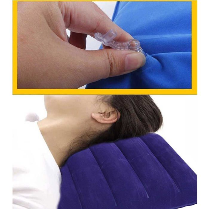 Lot De 4 Oreillers De Voyage Gonflables - Velours Doux - 47x30cm - Pour Plage, Camping, Avion (bleu, Gris, Violet, Bleu-violet)