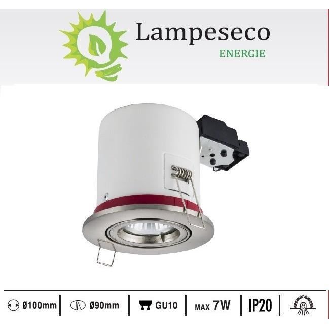 Lot De 5 Supports De Spot Orientables 100mm - Alu Brossé, Douille GU10 Automatique