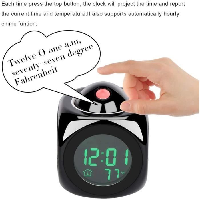 Horloge Digitale de Projection Réveil Silencieux LED Reveille