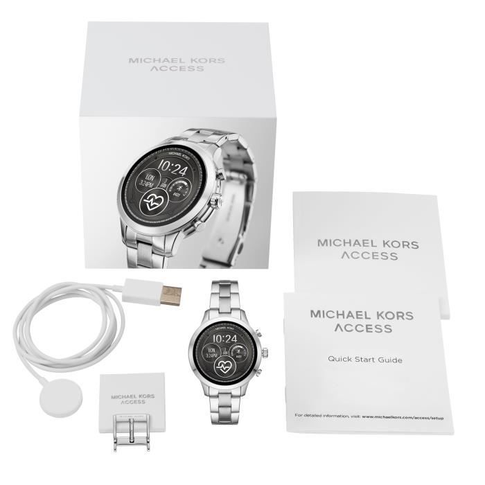 MICHAEL KORS Montre Connectee pour Femme Argentee Acier Inoxydable Runway Heart Rate MKT5044 argente Achat vente montre Femme Cdiscount