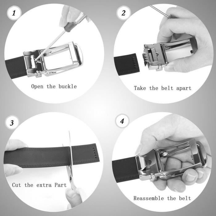 Ceinture Pour Homme En Cuir Véritable Avec Boucle Automatique Noir