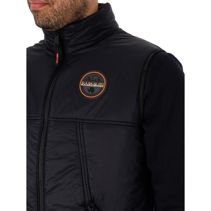 Gilet Napapijri Homme Col montant Poches zippees Matieres recyclees