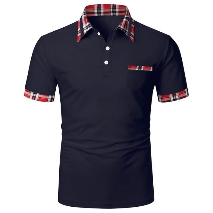 Polo Homme Manches Courtes Poloshirt Homme avec Poche Poitrine Casual Sport Polo Hommes pour Golf Tennis Bleu Marine Bleu marine Cdiscount Pret a Porter