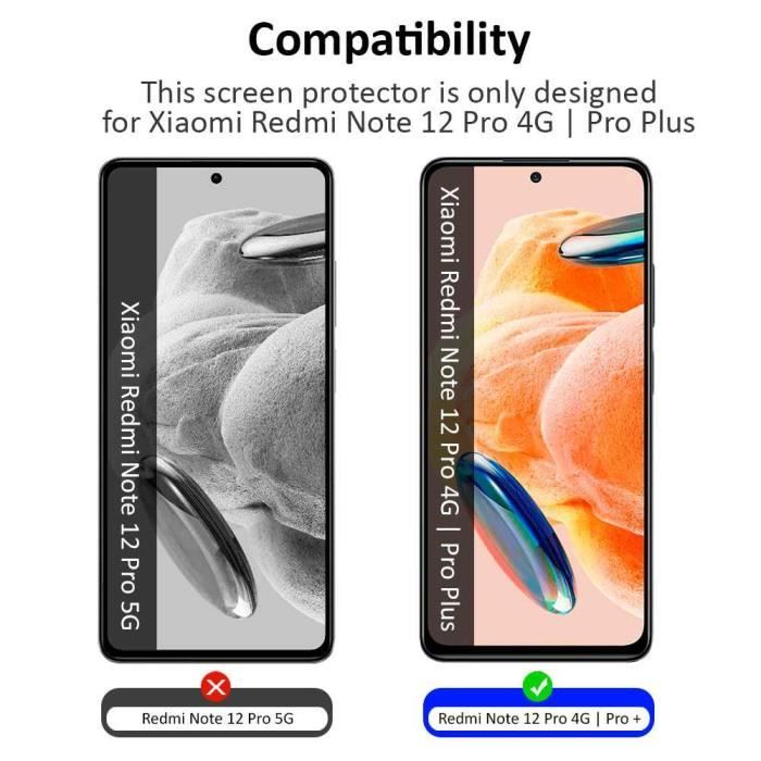 Verre Trempé pour Redmi Note 12 Pro+ 5G / Note 12 Pro 5G Installation  Facile Anti-rayure Pack de 2 - Cdiscount Téléphonie