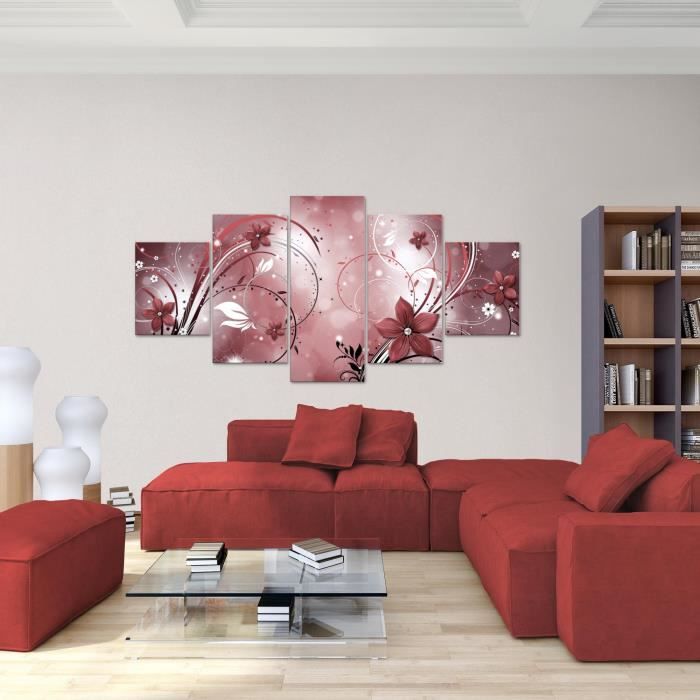 Tableau Sur Toile Abstrait Rouge 160x90 Cm - Visario, Prêt à Accrocher