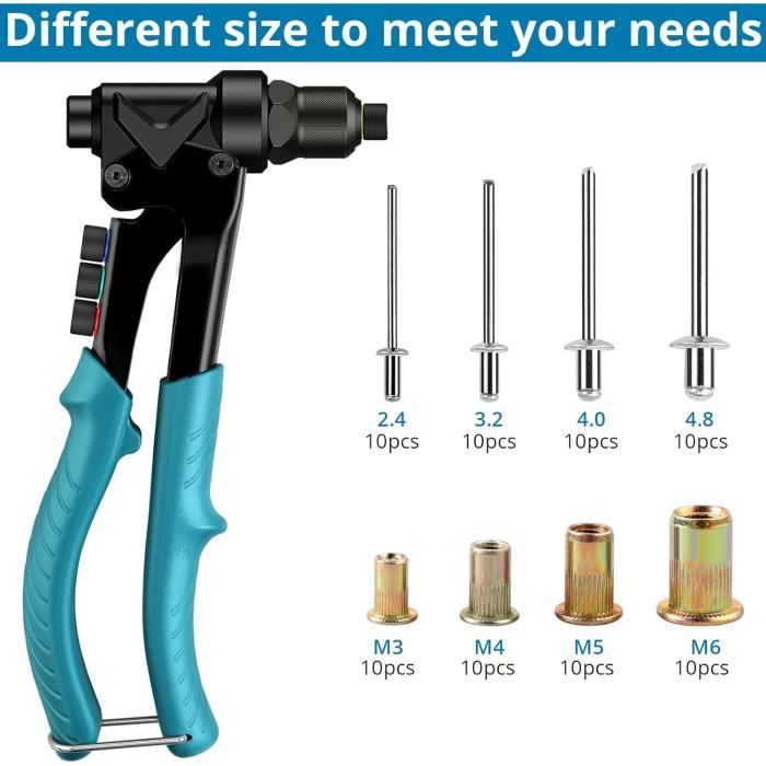 Pistolet À Écrou À Riveter 3 En 1 Kit 10