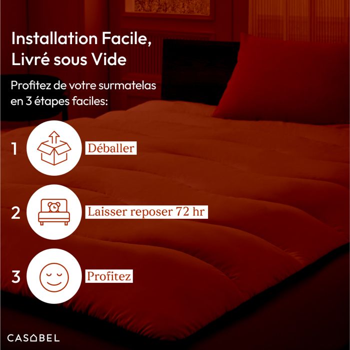 CASABEL Surmatelas Enveloppant 140 x 190 cm en Microfibre Respirante avec Liseré Gris - Ultra