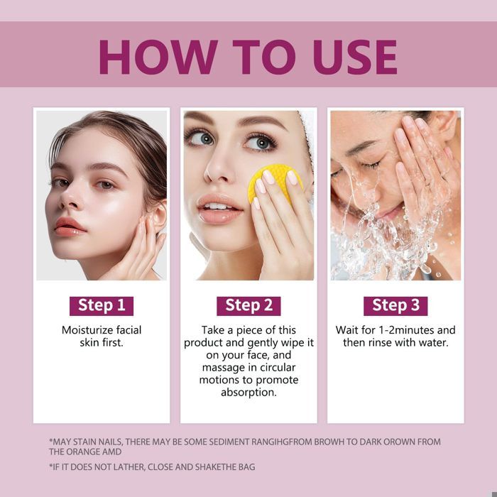 Coton Éclaircissant Visage - Acide Kojique & Curcuma - 25 Lingettes - Gel Nettoyant Anti-Imperfections - Neuf