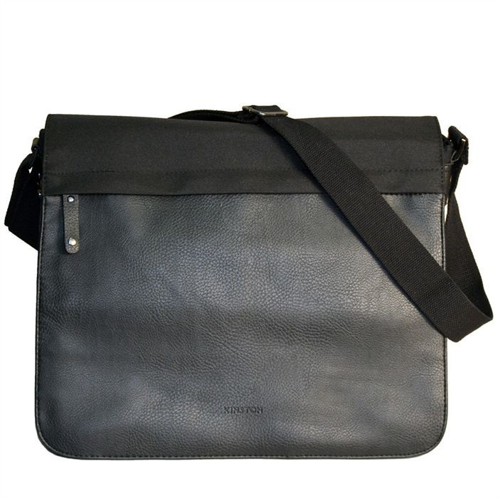 KINSTON Besace à Bandoulière en Toile satinée Noir Homme