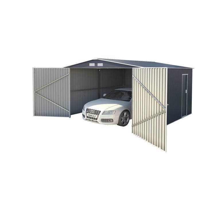 Garage en métal 16 m² - Abri de jardin en acier galvanisé avec kit