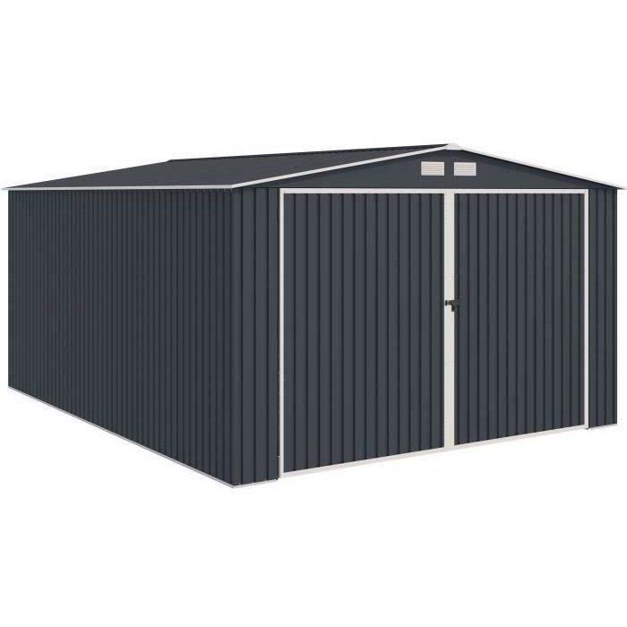 Abri de jardin / Garage en métal 182 m² - 380 x 480 x 232 - ORION Kit dancrage 2 portes coulissantes frontale 1 porte latérale