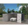 Garage en métal 18,2 m² - Gris anthracite - Double porte verr - Avec kit d'ancrage inclus-2
