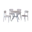 Ensemble table et 4 chaises collection ROUBAIX. Set de cuisine composé d'une table ronde + 4 chaises.-0