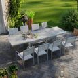 Table de jardin extensible aluminium 270cm + 8 fauteuils empilables textilène gris - LIO 8-0