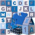 Spielwerk® Tapis de jeu puzzle Bleu apprentissage lettres chiffres enfants tapis de jeu mousse 86 pièces bébé aire de jeux-0