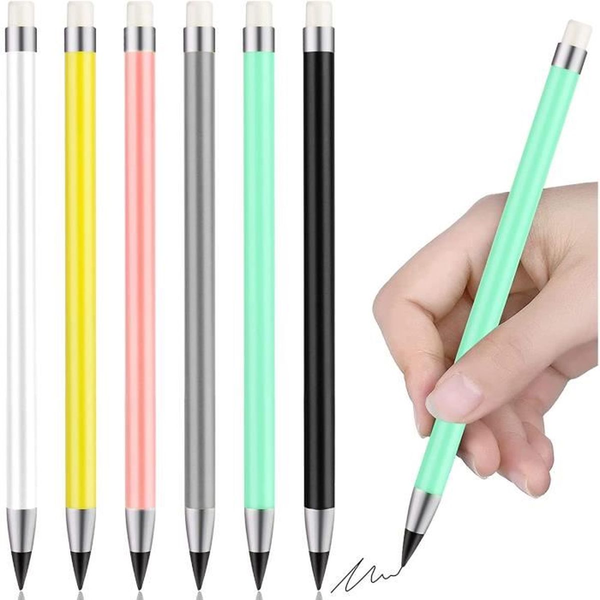 Stylo Métallique Sans Encre Effaçable - Aluminium - Plusieurs Couleurs - Pour écriture Durable