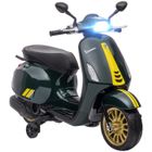 Scooter électrique enfant AIYAPLAY Vespa 6 V dim. 107L x 47l x 73H cm Musique MP3 Port USB Phare 2 roulettes, pour 3-6 ans, Vert