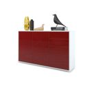 Vladon Commode Buffet Ben V3, Corps en Blanc mat - Façades en Bordeaux haute brillance