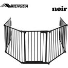 Barrière de sécurité Enfant Noir 5 Panneaux MENGDA - Robuste - Porte en métal - 3M