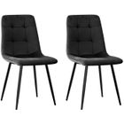 WAFTING Lot de 2 Chaises de Salle à Manger, Chaise de Cuisine en Velours et Pieds en Métal - Noir