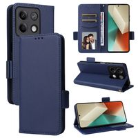 Etui Pour Xiaomi Redmi Note 13 5G, motif Litchi, Housse téléphone portefeuille en cuir PU, Bleu foncé Anti-Choc Magnétique Flip cas
