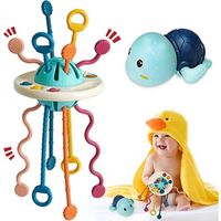 Baby Toys 6 to 12 Months, Sensory Montessori Toys for Babies 1+Year Old, Food Grade Silicone Pull String Teething Toys, Toddler Toys