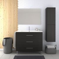 Meuble de salle de bain avec lavabo et miroir LED Chêne - Design contemporain - 60cm