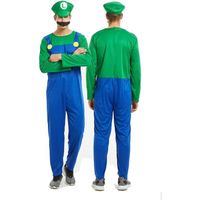 Déguisement Super Mario Luigi Bros pour Adulte Adolescent Homme - TSTR - Polyester + Satin - Vert
