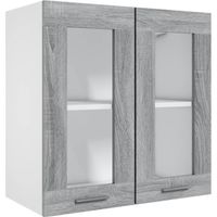 Omabeta Meubles de cuisine - Armoire vitrée suspendue Sonoma gris 60x31x60cm Bois ingénierie - Meubles haut de gamme - M21989