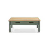 Table basse rectangulaire Bois/Vert - TOUSMESMEUBLES - DARANMI - Style Campagne - L 100 x l 55 x H 40
