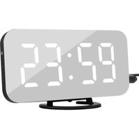 LED Réveil Numérique, Miroir Horlogue de Grand écran avec 3 Luminosités Réglables, Fonction Miroir Snooze et Double Ports USB