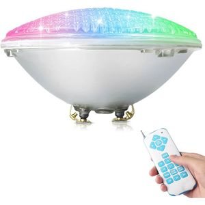 Projecteur de piscine RGBW 54W PAR56 à LED, étanche IP68, submersible en 12V DC/AC, avec télécommande, offrant un éclairage multicolore