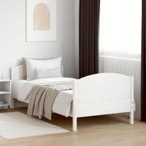 STRUCTURE DE LIT CWU Cadre de lit et tête de lit blanc 100x200 cm b
