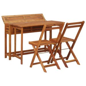 Ensemble table et chaise de jardin Table de balcon avec 2 chaises de bistro en bois d