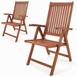 FAUTEUIL JARDIN  Set de 2 chaises pliantes Vanamo en bois d'eucalyptus Chaise de jardin pliable fauteuil de jardin